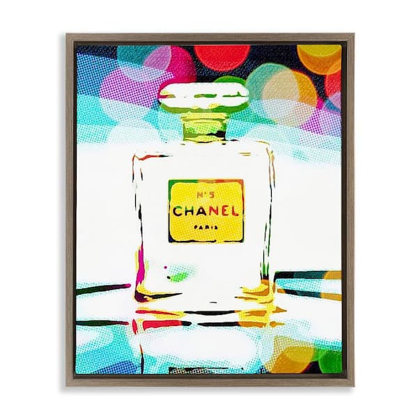 Stupell Industries Perfume with Modern Bokeh by Graffi tee Studios Brown Floater Frame Abstract Graphic Art Print 31 in. x 25 in.