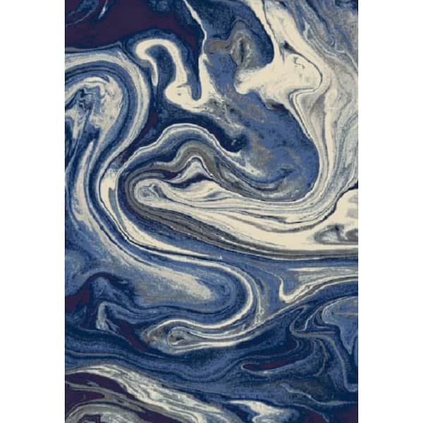 Kas Rugs Watercolors Blue Palette 3 ft. x 5 ft. Abstract Area Rug