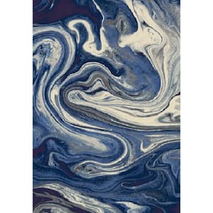 Watercolors Blue Palette 6 ft. x 9 ft. Abstract Area Rug
