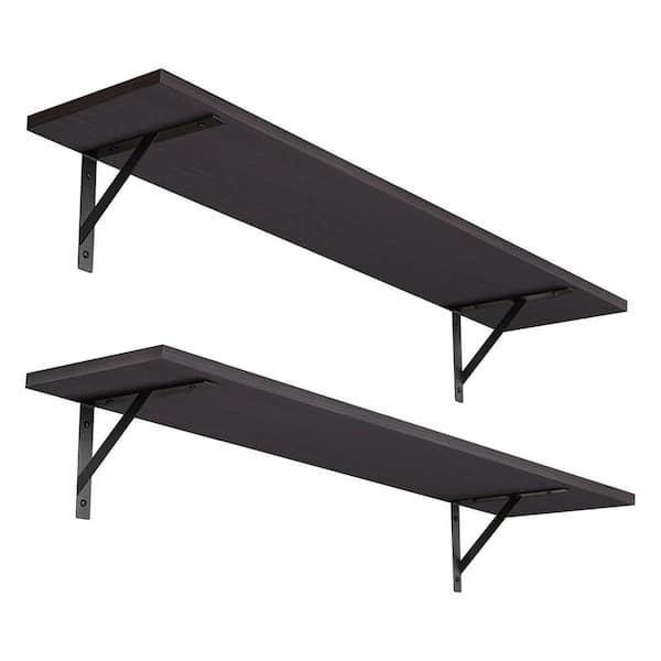 Unbranded 31.5 in. W x 7.9 in. D Espresso Decorative Wall Shelf, (Set of 2)