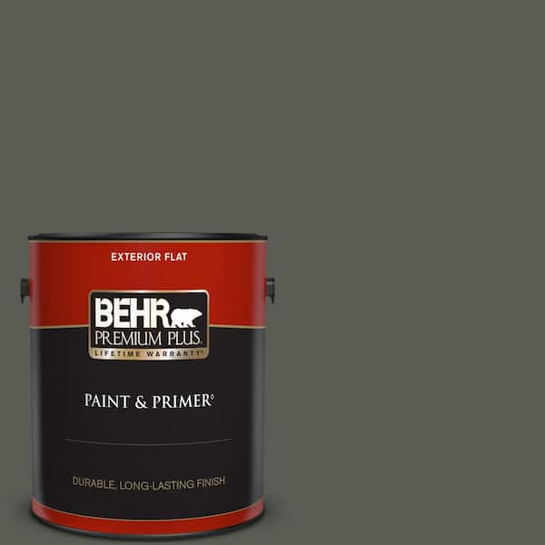 BEHR PREMIUM PLUS 1 gal. #N380-7 Black Bamboo Flat Exterior Paint & Primer