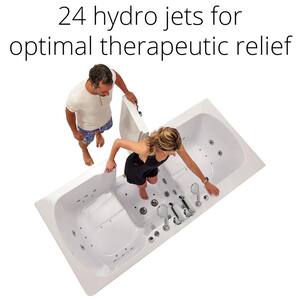 Big4Two 80 in. x 36 in. Center Drain Walk-In Whirlpool and Air Bath Bathtub in White,Foot Massage, Heated Seats, LH Door