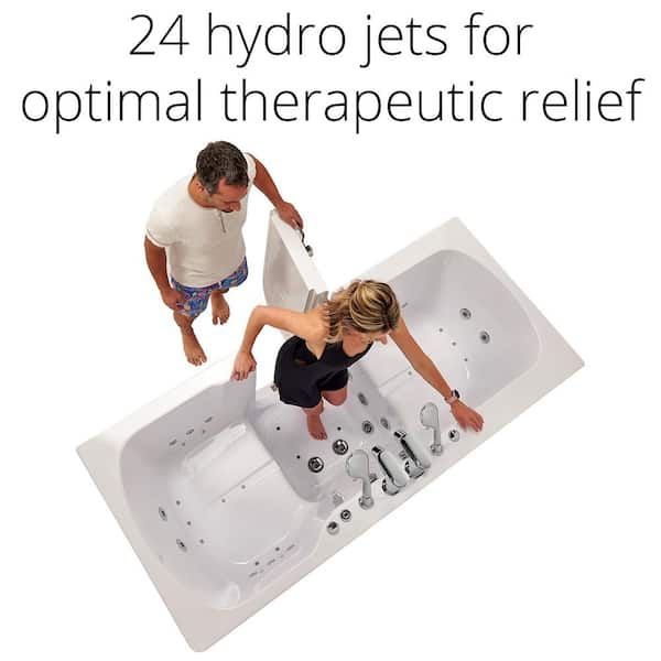 Big4Two 80 in. x 36 in. Center Drain Walk-In Whirlpool and Air Bath Bathtub in White,Foot Massage, Heated Seats, LH Door