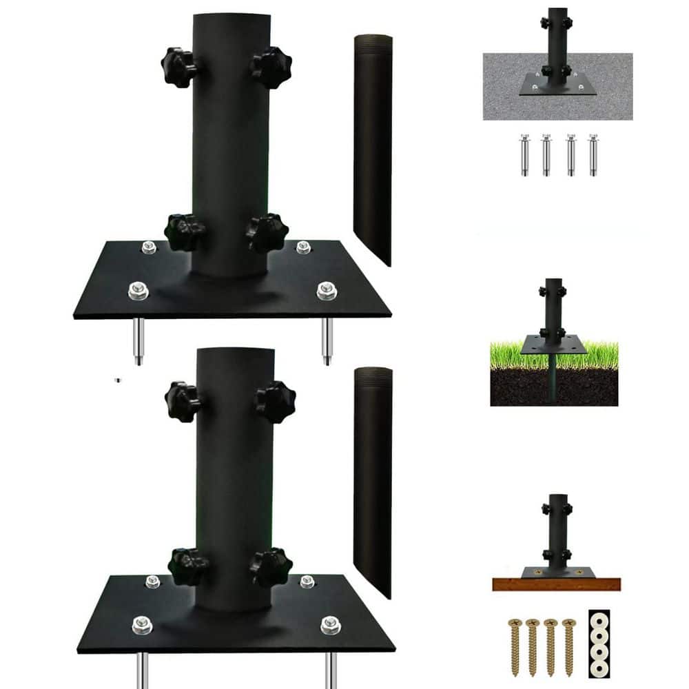 2-Pack Umbrella Stand, Patio Umbrella Base in Black with Ground Spike Fixing for 1.12 in.-2 in. Dia Pole price history on PriceWatchPro