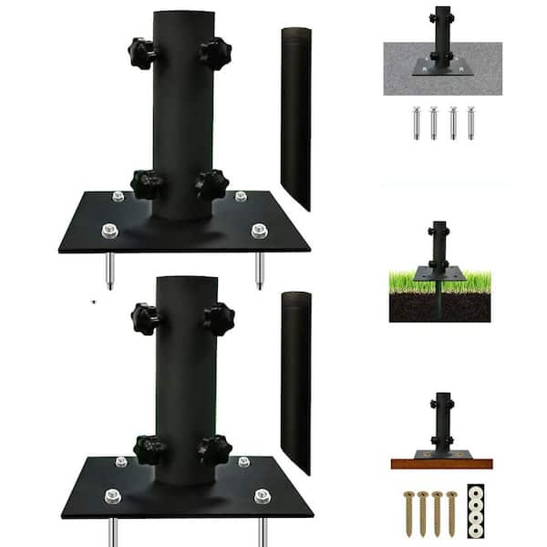 OGETFUUR 2-Pack Umbrella Stand, Patio Umbrella Base in Black with Ground Spike Fixing for 1.12 in.-2 in. Dia Pole