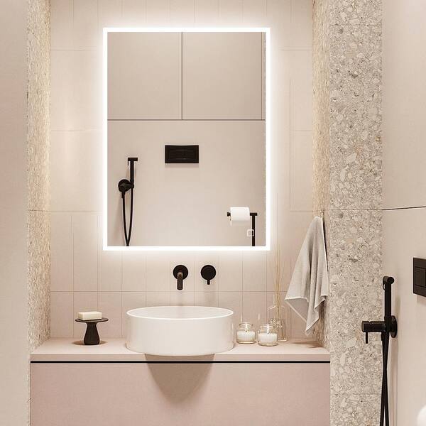 Kinwell 32 In W X 24 H Frameless, Lights For Bathrooms Mirrors