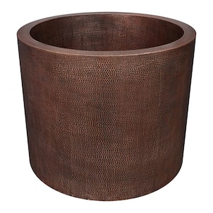 45 in. x 45 in. Hammered Copper Japanese Soaking Bathtub and Centered 2 in. Drain Package in Oil Rubbed Bronze