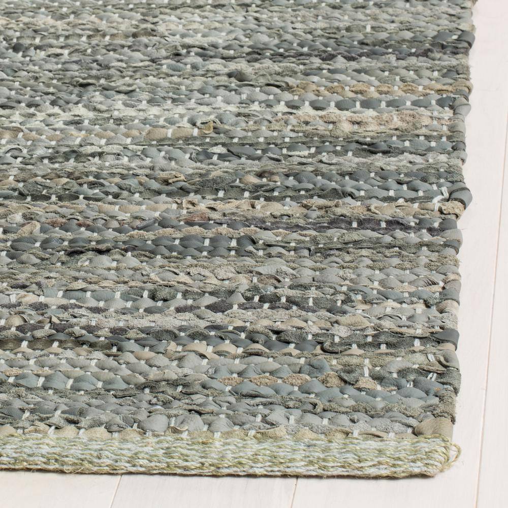 Gray Handmade Flat Woven Cowhide Area Rug