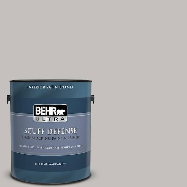 BEHR ULTRA 1 gal. #PPU18-10 Natural Gray Extra Durable Satin Enamel Interior Paint & Primer