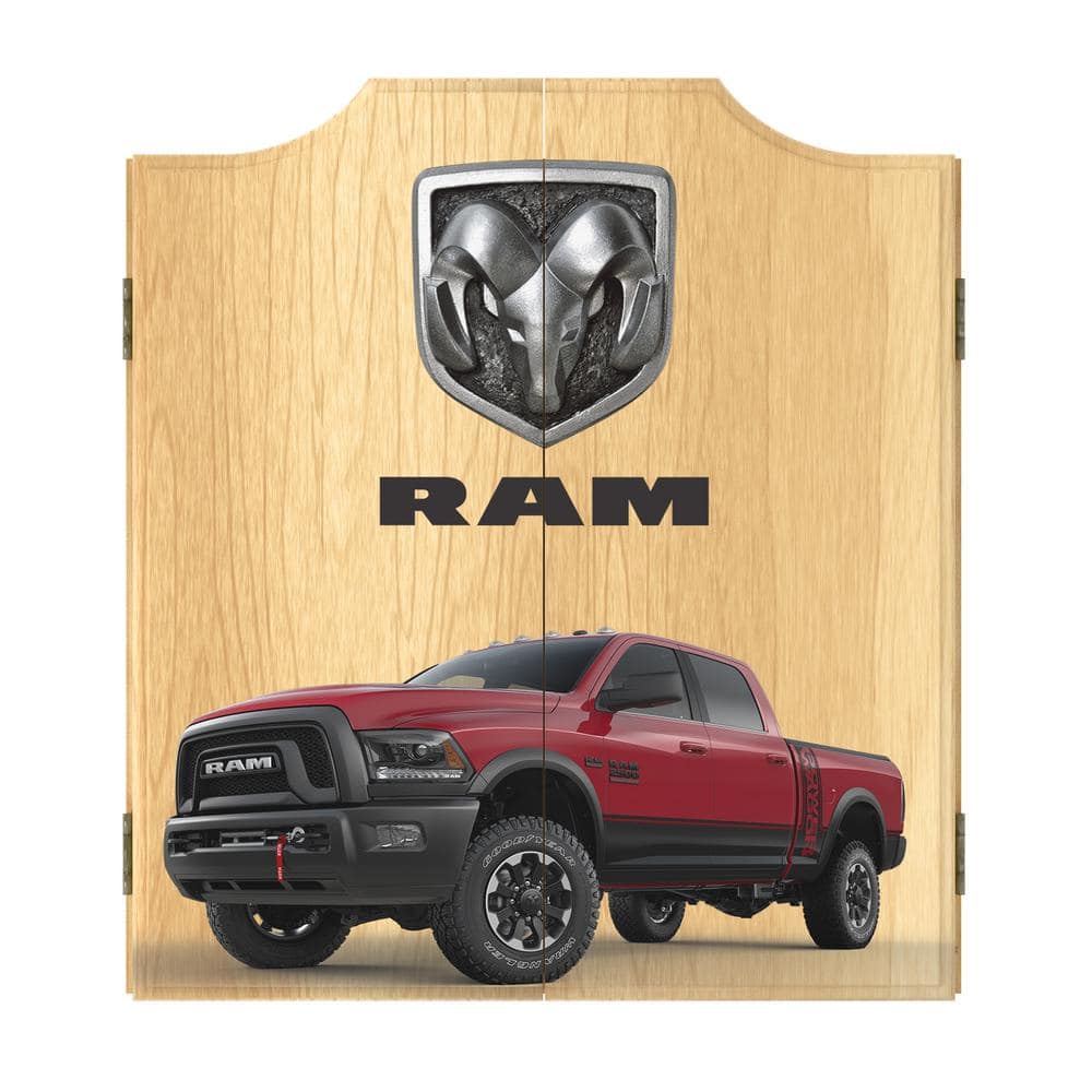RAM Red and Black Wood Dartboard Cabinet Set with Darts