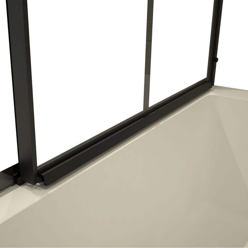 Joselyn 59" Black Steel Framed Sliding Tub Door with Clear Glass