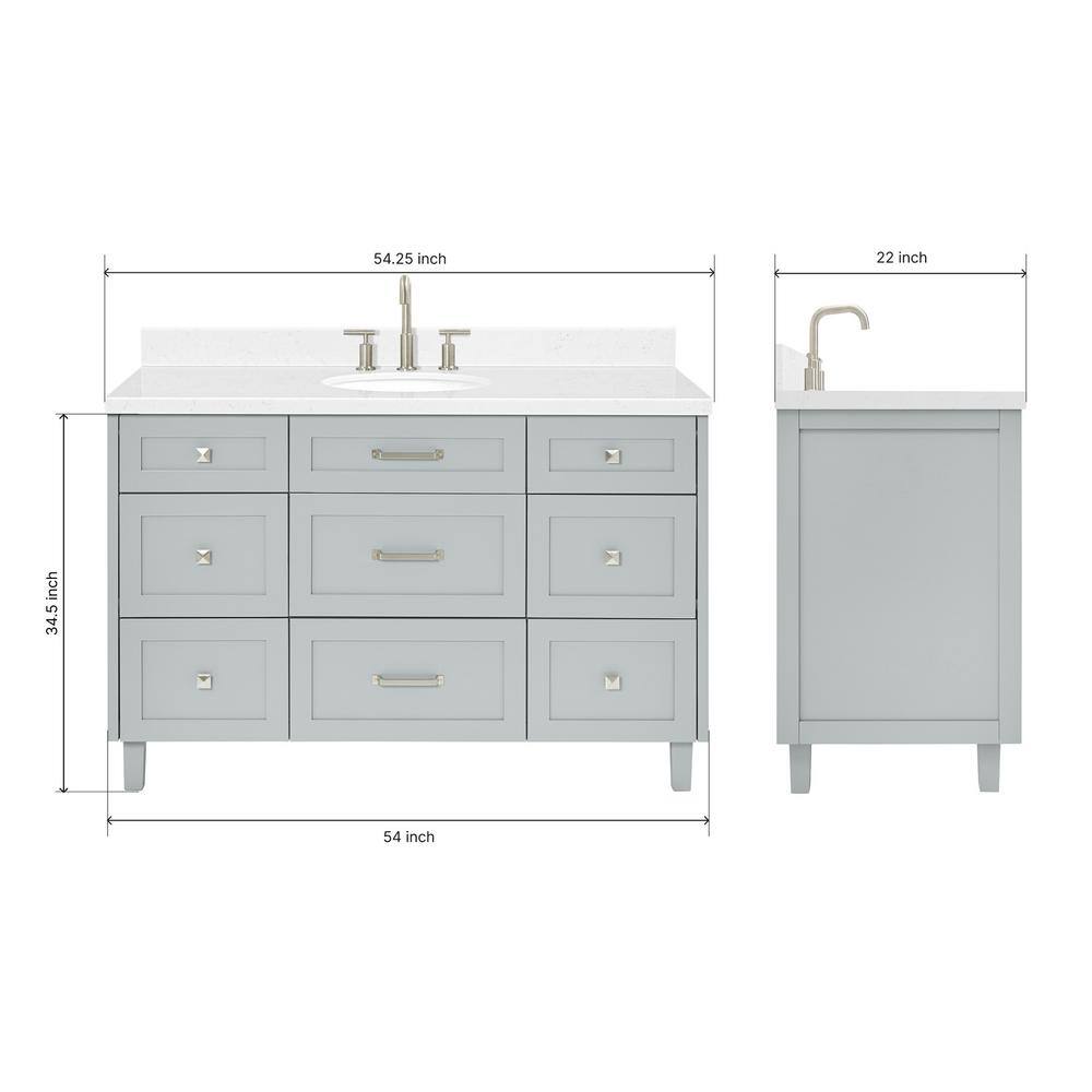 Gray Solid Wood Single Sink Bathroom Vanity with Carrara Quartz Top