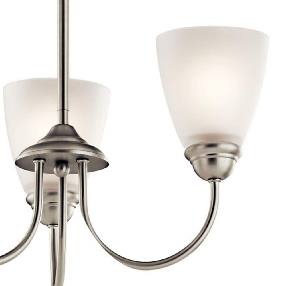 Brushed Nickel 3-Light Mini Chandelier with Satin Etched Glass