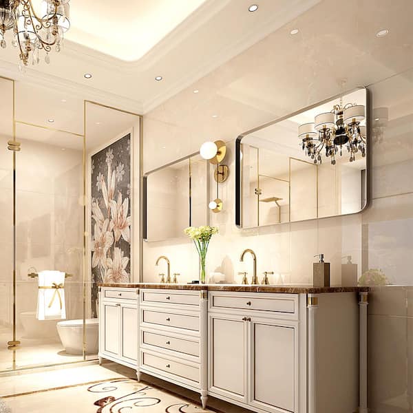 40 in. W x 30 in. H Rectangular Framed Wall Mounted Bathroom Vanity Mirror in Silver