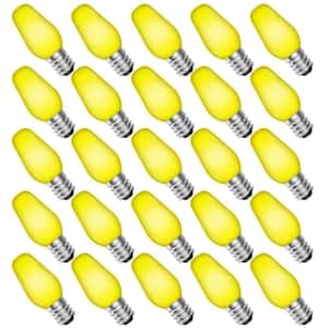 0.5-Watt C7 LED Yellow Replacement String Light Bulb Shatterproof Enclosed Fixture Rated UL E12 Base (25-Pack)
