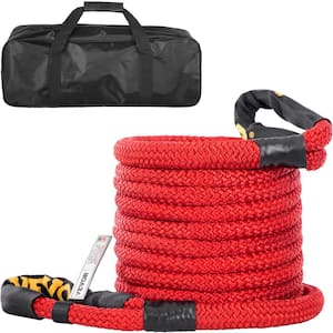 1 in. x 31.5 ft. Kinetic Recovery Energy Rope 33,500 lbs. Heavy Duty Tow Rope w/Carry Bag for Recovering Vehicles (Red)
