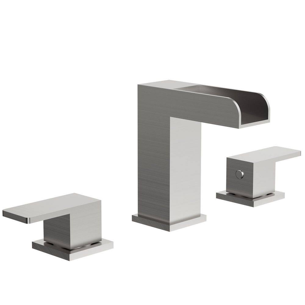 EVERSTEIN Waterfall Open Spout 8 in. Widespread 2-Handle Bathroom Sink ...