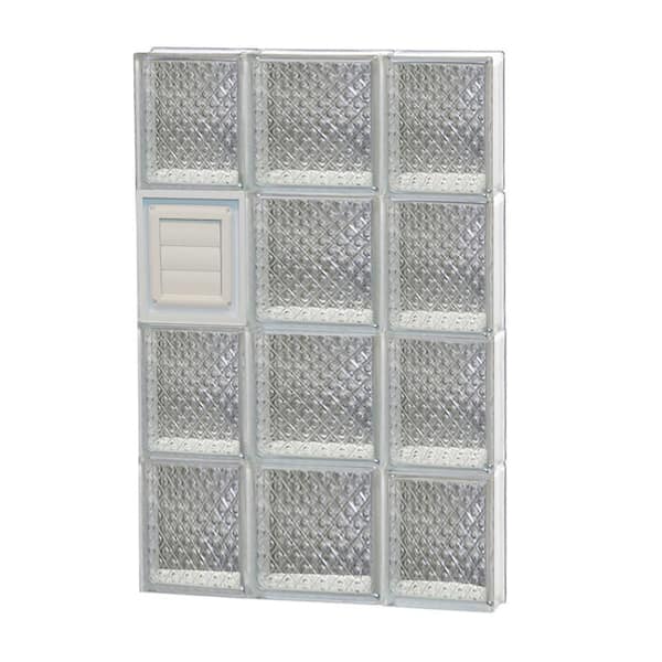 Clearly Secure 19.25 in. x 31 in. x 3.125 in. Frameless Diamond Pattern Glass Block Window with Dryer Vent