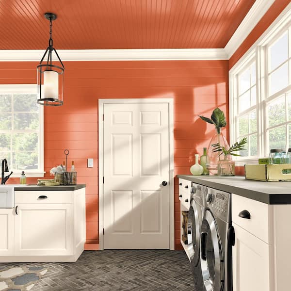 BEHR ULTRA 1 gal. #S-G-230 Startling Orange Extra Durable Satin Enamel  Interior Paint & Primer 775301 - The Home Depot