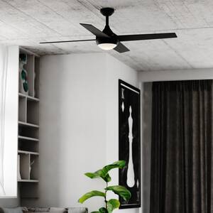 Hamlin 52 in. Black Indoor Contemporary Ceiling Fan with LED Light Kit and Remote