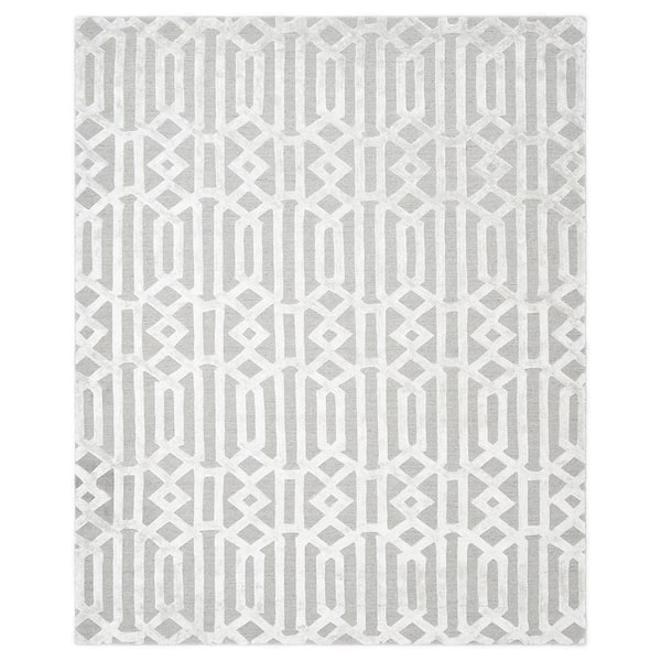 Solo Rugs Rae Contemporary Transitional Smoke 8 ft. x 10 ft. Hand-Knotted Area Rug