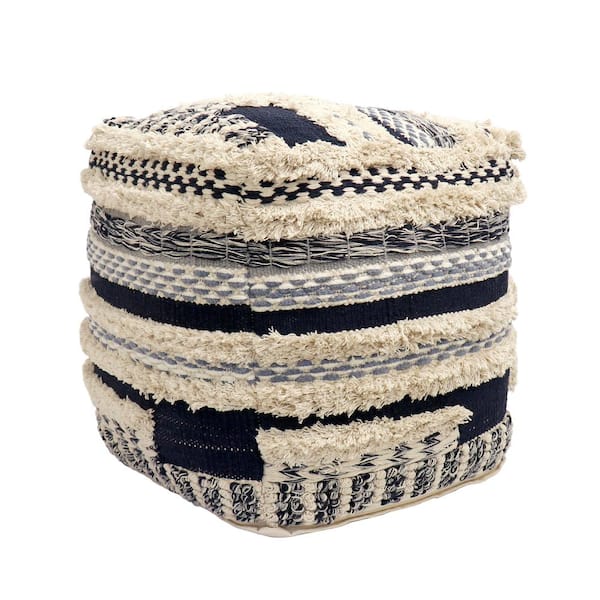 Grandcanyon Navy/Beige Cotton Pouf Ottoman