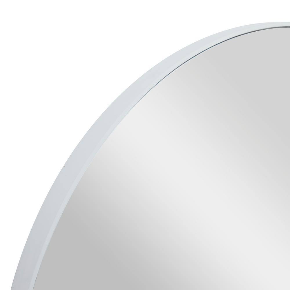 30" Sleek Black Wood Round Wall Mirror