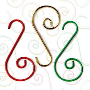 Tree Ornament Hooks -Assorted Colors Red, Green and Gold-Metal Wire Hangers for Decor (120)(Stocking Holder)