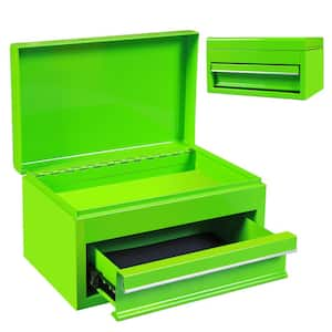 10 in. Mini Portable Steel Tool Box with Drawer for Home, Garage or Workbench, Green