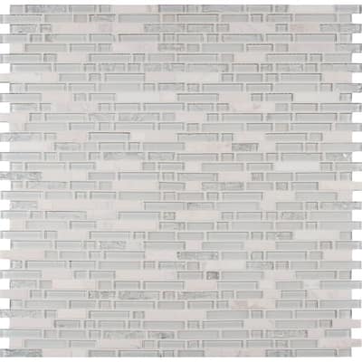 Delano Blanco 12 in. x 12 in. x 6 mm Glass/Stone Mesh-Mounted Mosaic Tile (1 sq. ft.)