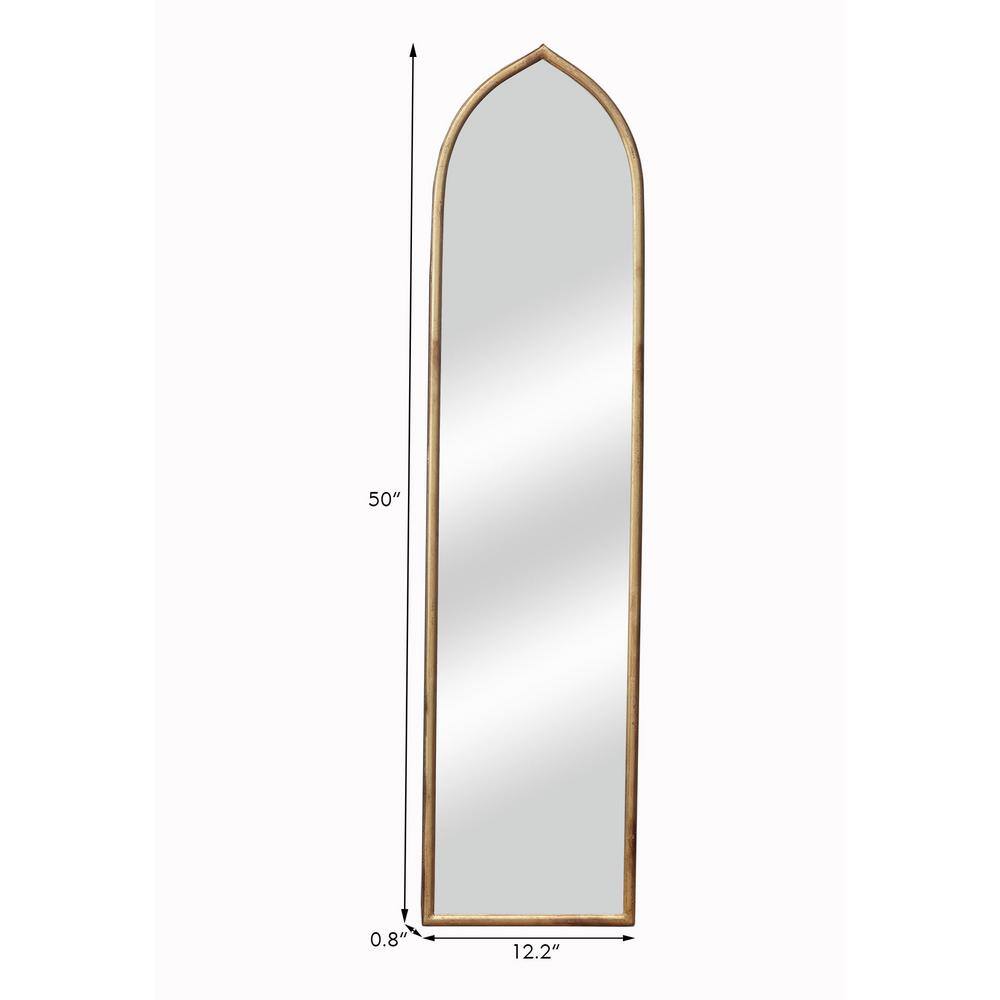 Antique Gold 50'' Full Length Arched Metal Wall Mirror