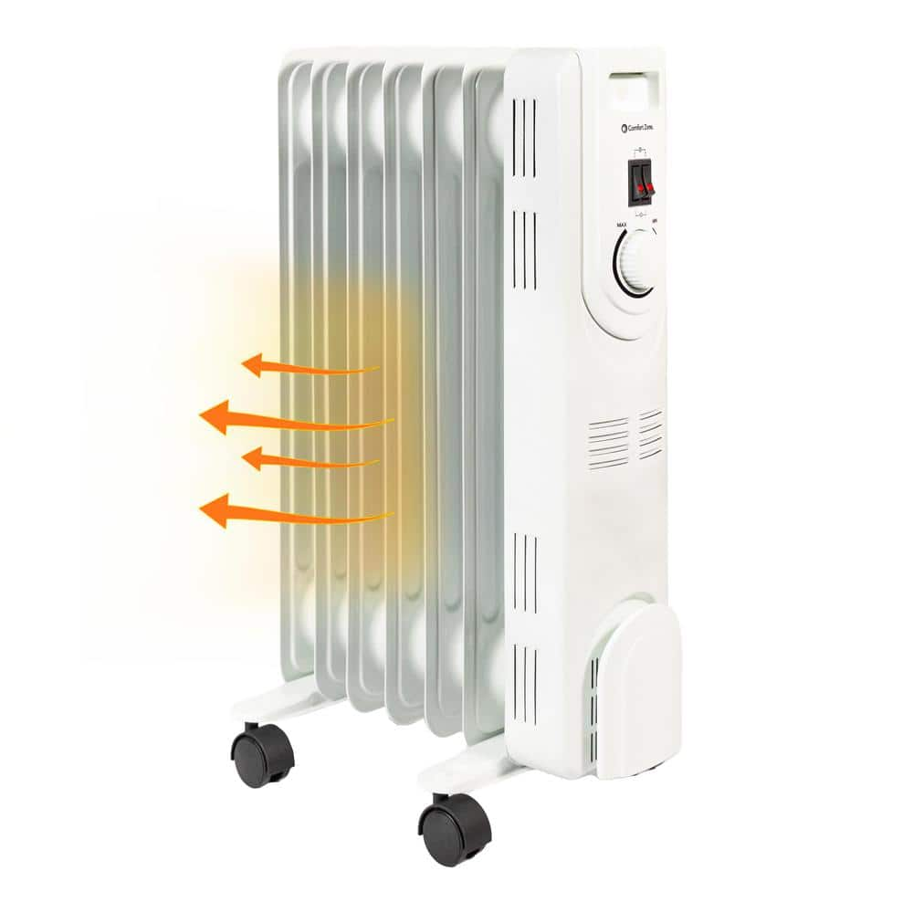 Comfort Zone 1 200-Watt Electric Oil-Filled Radiant Radiator Heater  Permanently Sealed  Never Refill  Adjustable Thermostat  Stay-Cool Handle  Tip-Over Switch & Overheat Protection System