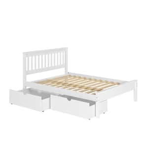 White Full Contempo Bed with Dual Under Drawers