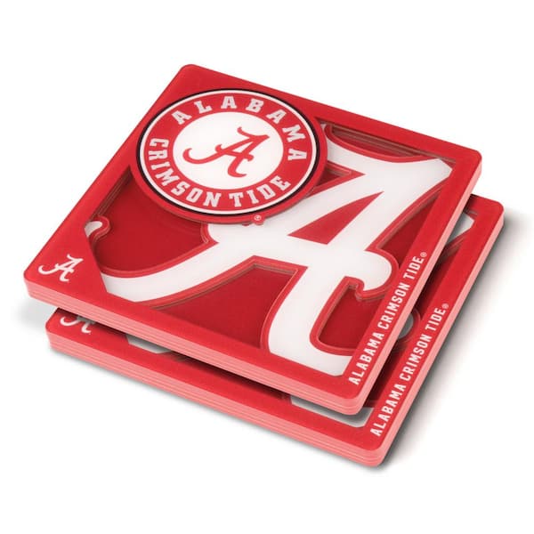 YouTheFan NCAA Alabama Crimson Tide 3D Logo 2-Piece Assorted Colors Acrylic Coasters