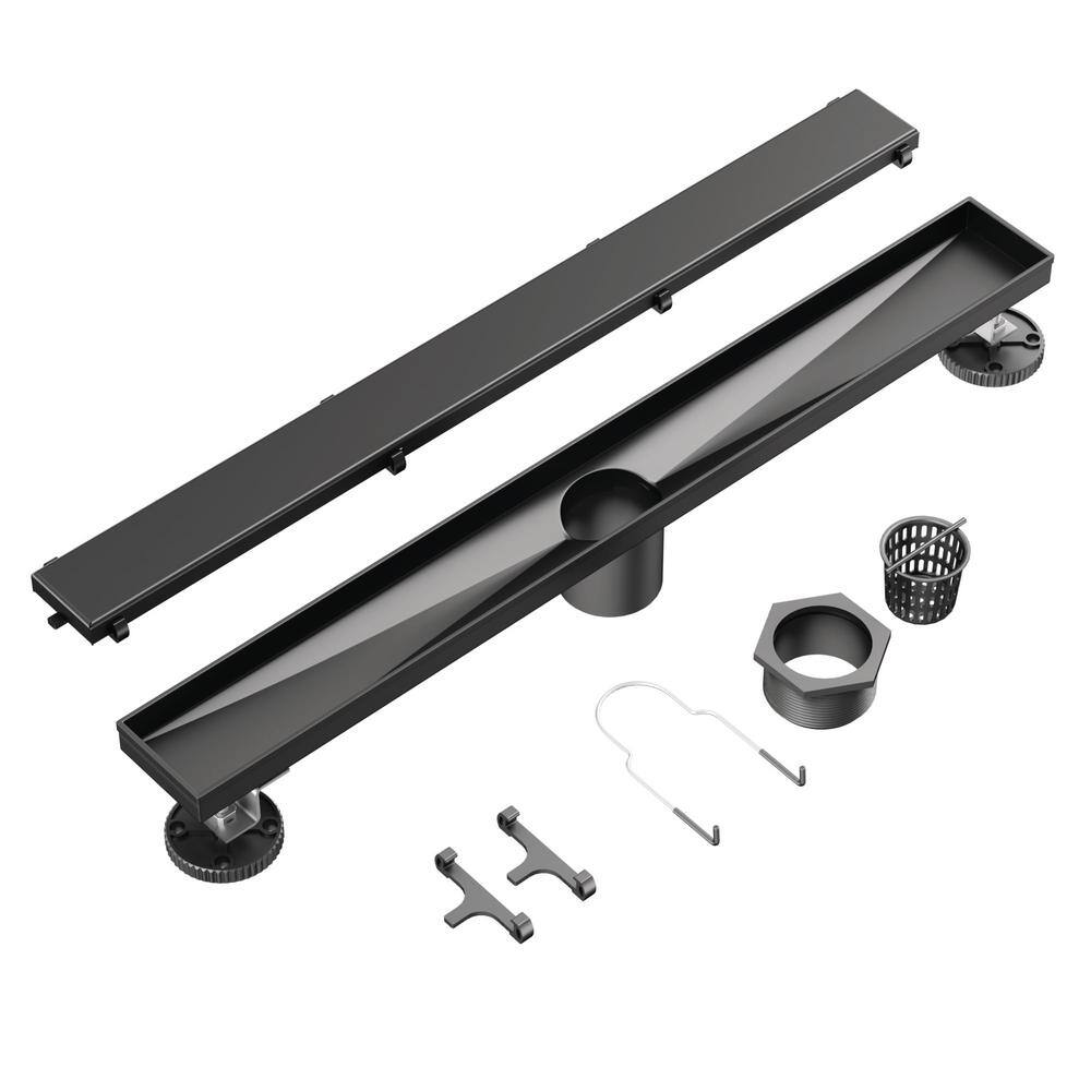 24-Inch Matte Black Stainless Steel Linear Shower Drain