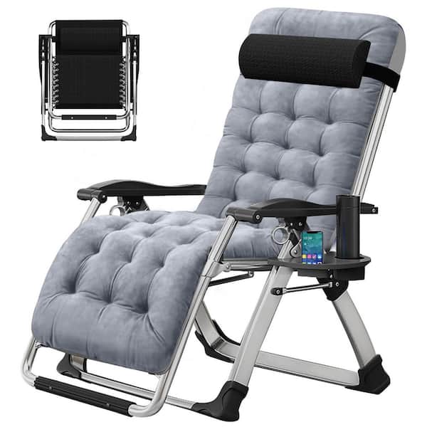BOZTIY Zero Gravity Chair Silver Metal Folding Portable Lawn