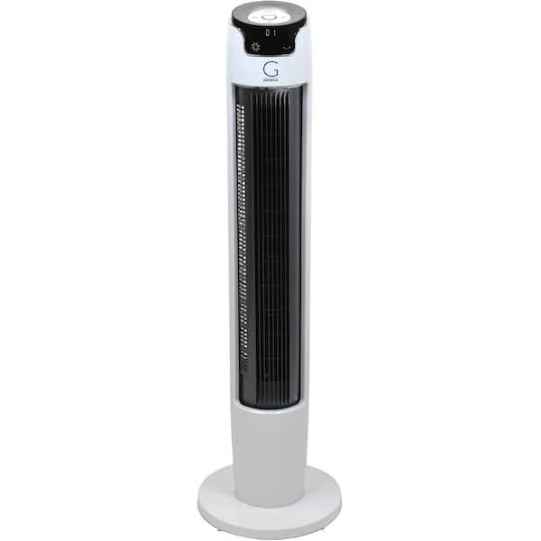 43 in. Oscillating Digital Tower Fan with Remote and Max Cool Technology, White