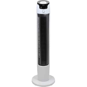 43 in. Oscillating Digital Tower Fan with Remote and Max Cool Technology, White