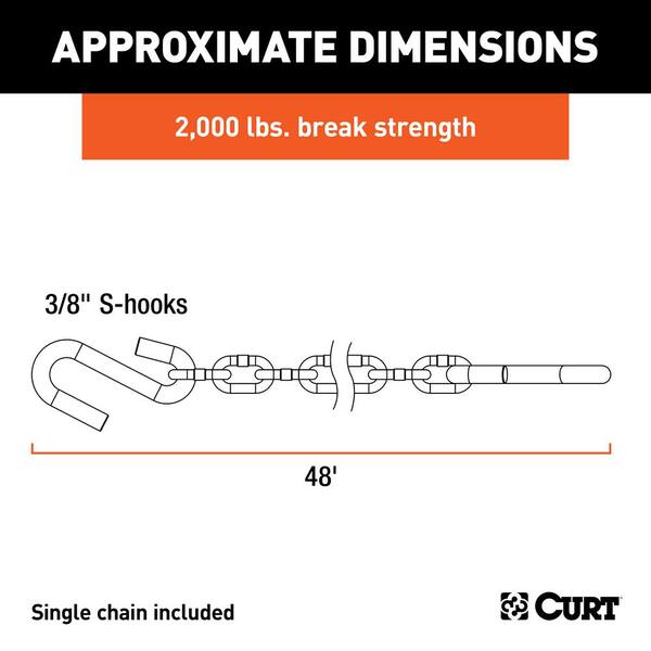 Curt 80011 48 Safety Chain with 2 S-Hooks