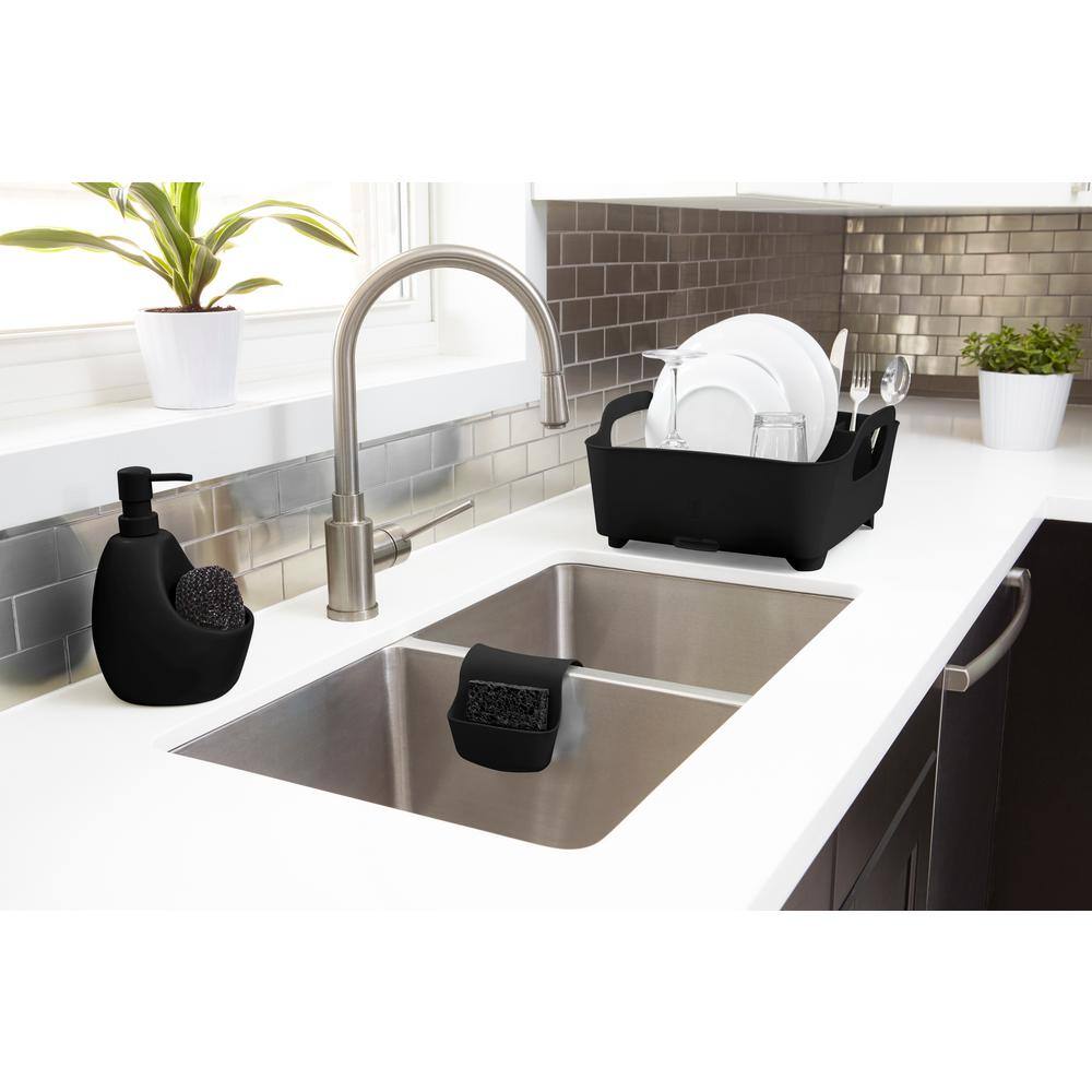 Black Stainless Steel Soap Dispenser with Scrubby Caddy