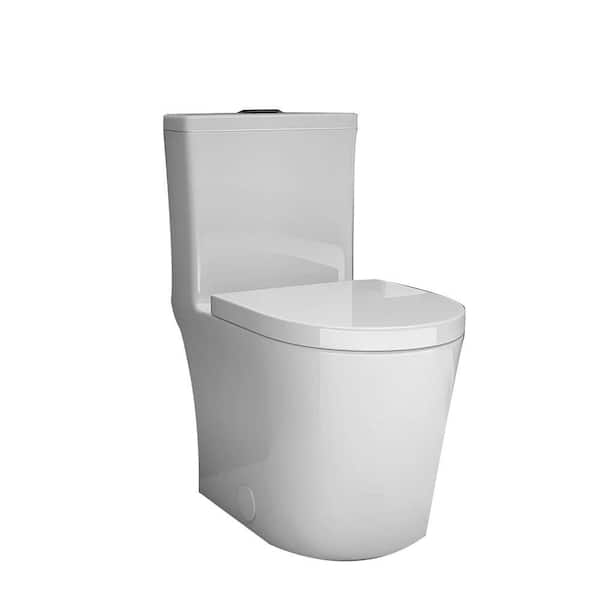 12 in. Rough In 1-Piece 0.8/1.6 GPF Dual Flush Elongated Toilet in White, Seat Included