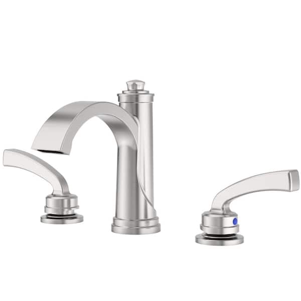 8 in. Widespread 2-Handle Bathroom Sink Faucet in Brushed Nickel with Drain Assembly