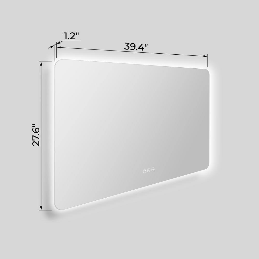 40" x 28" Frameless LED Bathroom Vanity Mirror with Anti-Fog