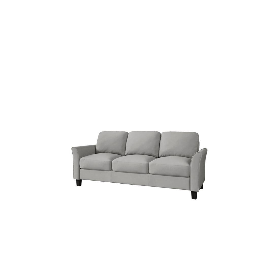 76 in. Wide Light Gray Square Arm Fabric Straight 3-Seats Sofa