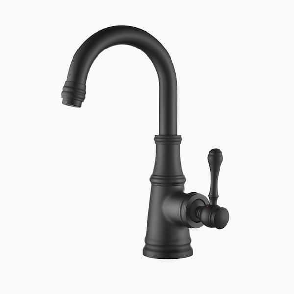 Single Handle Single Hole Bathroom Faucet with 180° Swivel Spout Vanity Sink Taps in Matte Black