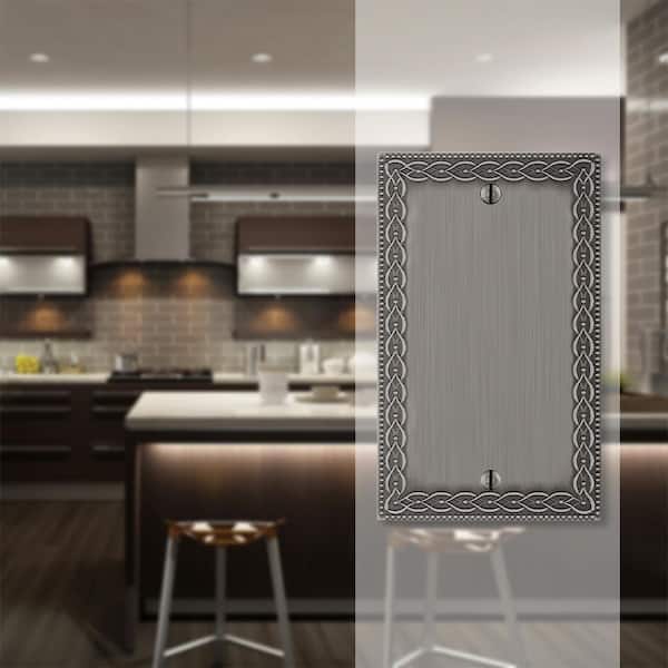 Amelia 1 Gang Blank Metal Wall Plate - Antique Nickel
