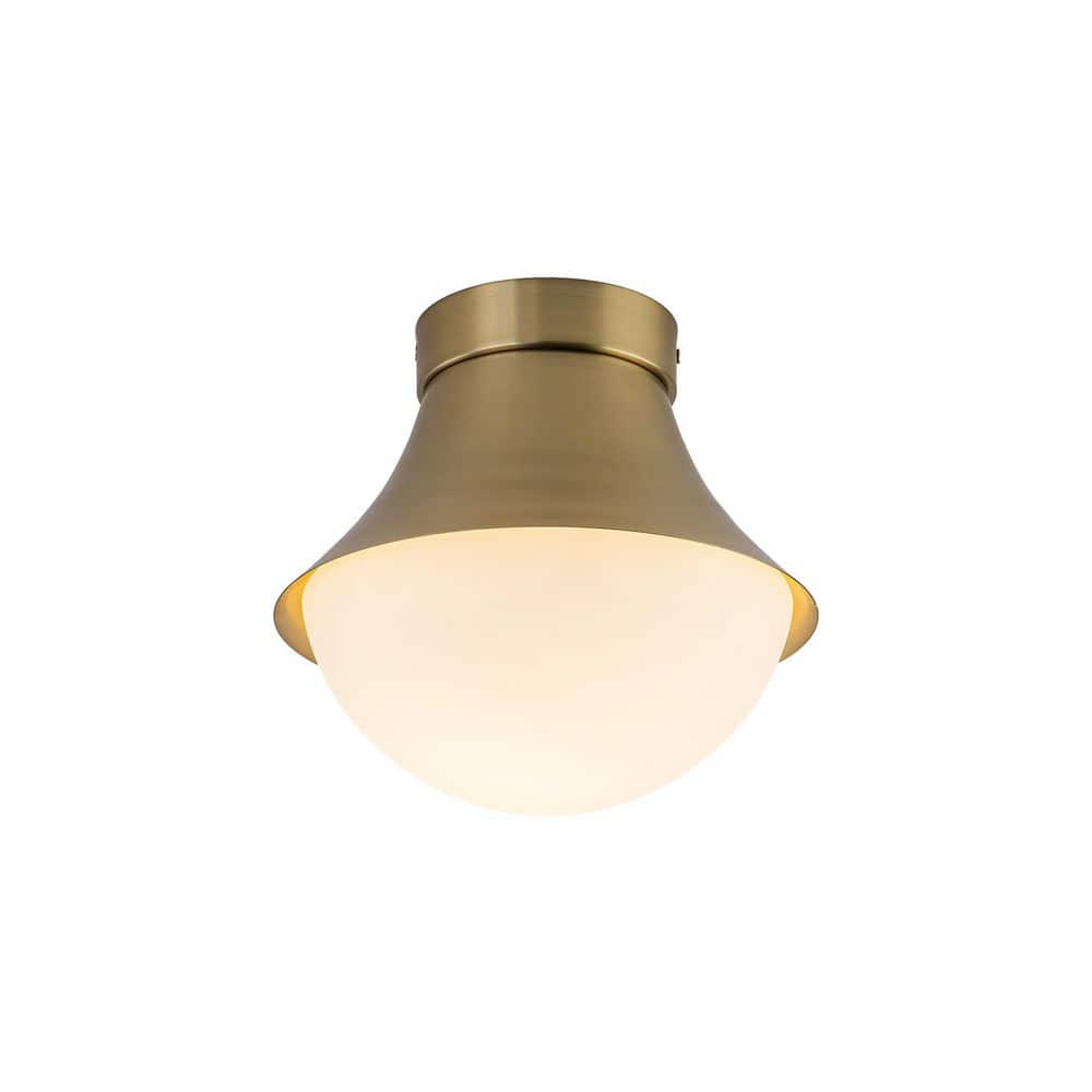 10 in. 1-Light Oval Brushed Brass Flush Mount with Frosted Glass Shade for Bedroom price history on PriceWatchPro