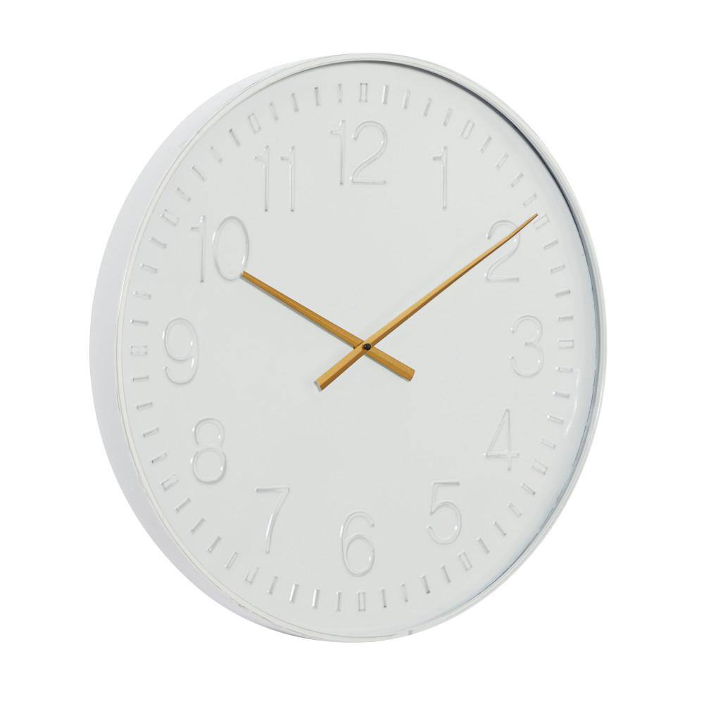 24" White and Gold Metal Round Wall Clock