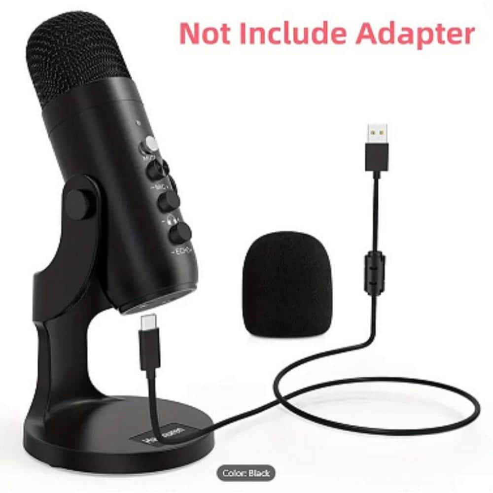 Etokfoks Plug and Play Gaming USB Microphone in Black (1-Pack ...