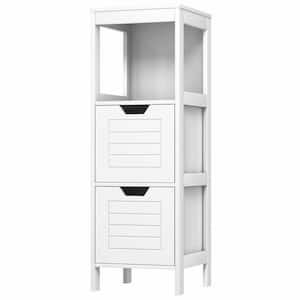 22 in. W x 12 in. D x 35 in. H White Freestanding Bathroom Linen Cabinet with 2-Drawers and Cupboard
